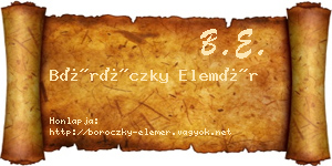 Böröczky Elemér névjegykártya